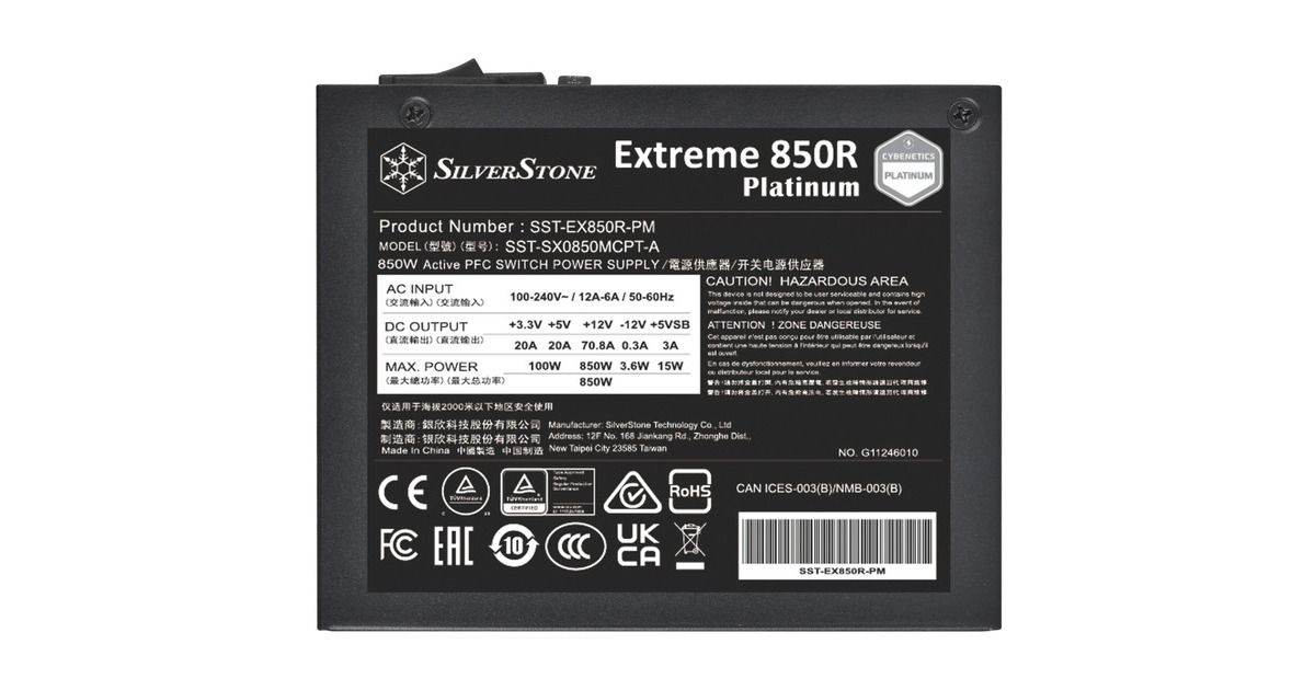 SilverStoneSST-EX850R-PM modulaire 850 watt voeding   (Zwart, 2x PCIe)
