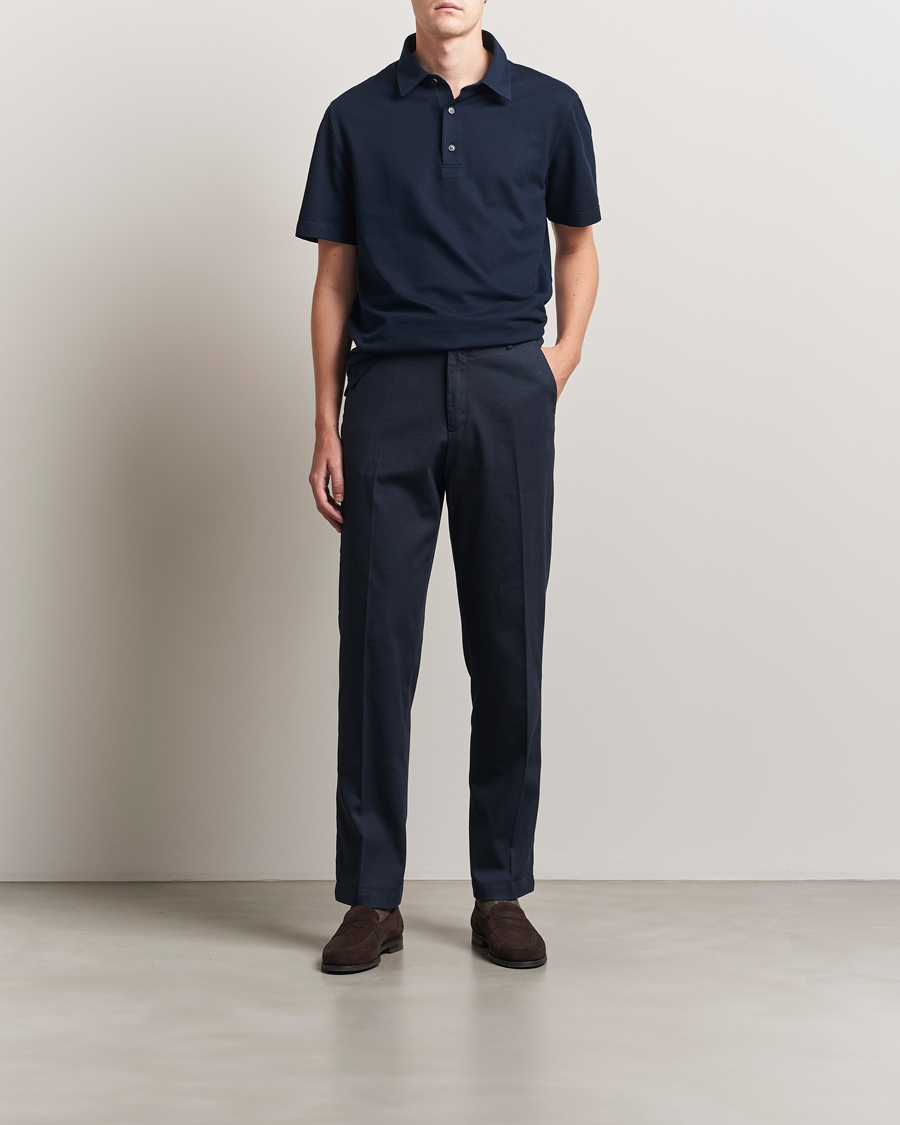 Brioni Short Sleeve Polo Piquet Navy