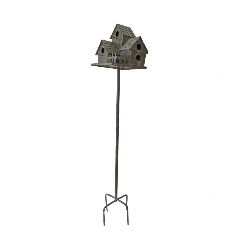 Nichoir oiseaux fer village 34x31x170cm