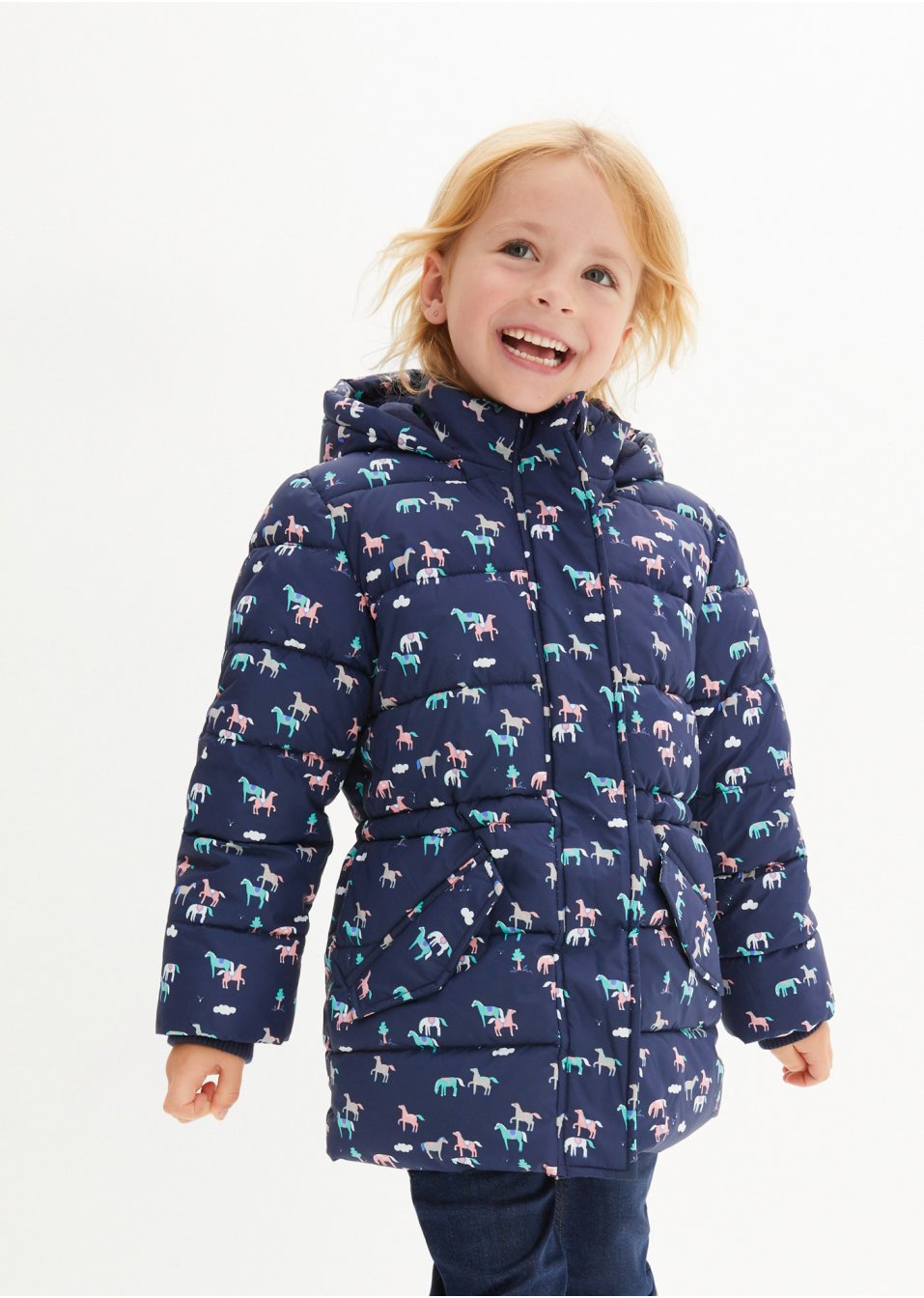 Veste hiver fille avec chevaux, étanche et coupe-vent
