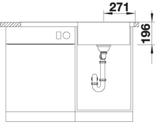 Blanco DIVON II 5 S-IF spoelbak, 1000 x 510 mm, roestvrij staal, satijnglans, 521660, 1 bak met afdruipgedeelte, bak rechts, vlak ingebouwd