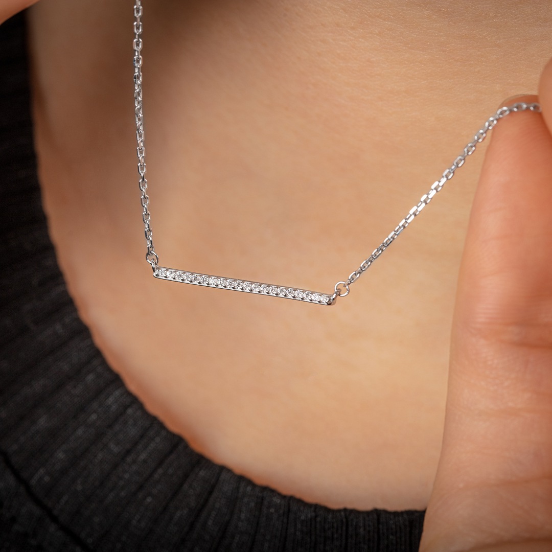 Collier 925 Silber rhodiniert mit Zirkonia 43cm