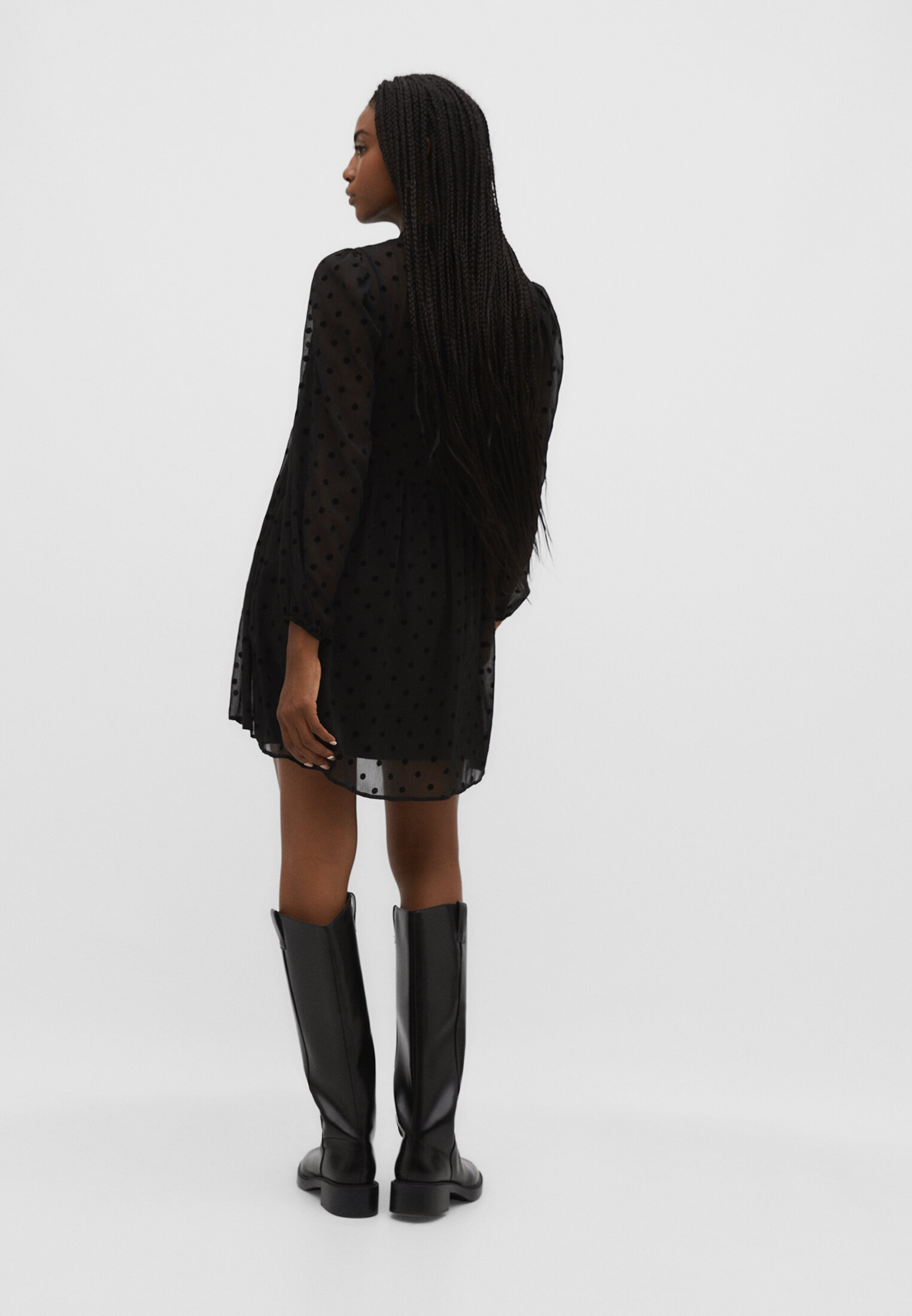 Vestido curto boho flocado