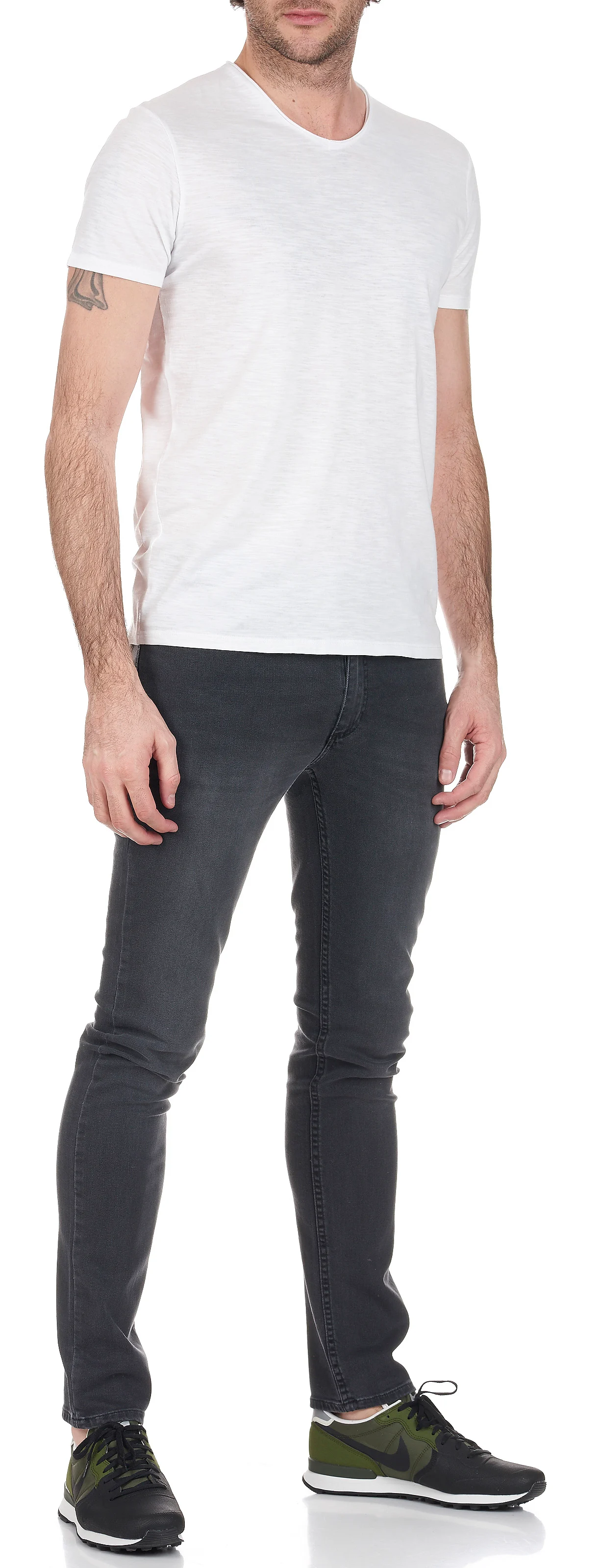 Tee-shirt col V en coton | Blanc
