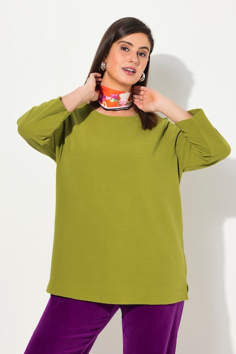 Sweatshirt, Querrippen, Rundhals, 3/4-Arm