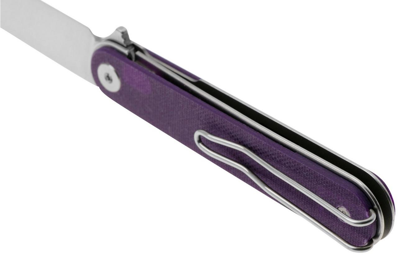 Real Steel Iris Flipper 8061AP Satin 12C27, Purple G10, zakmes