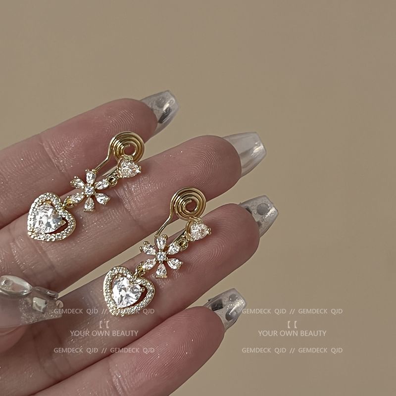 Strastruck - Hartvormige Strass Legering Oorbel