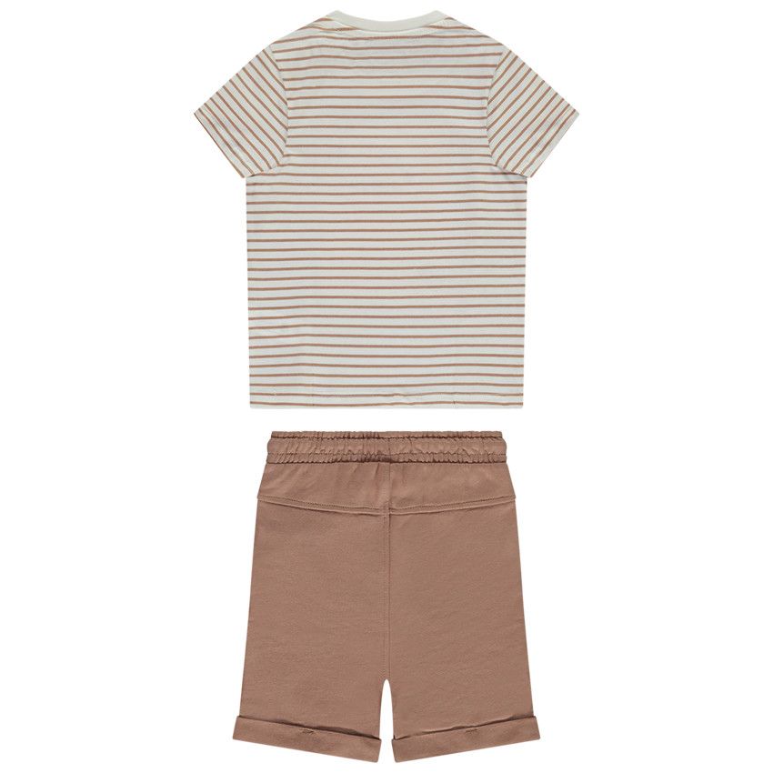 Ensemble 2 pièces avec t-shirt rayé pour bébé garçon - Ecru