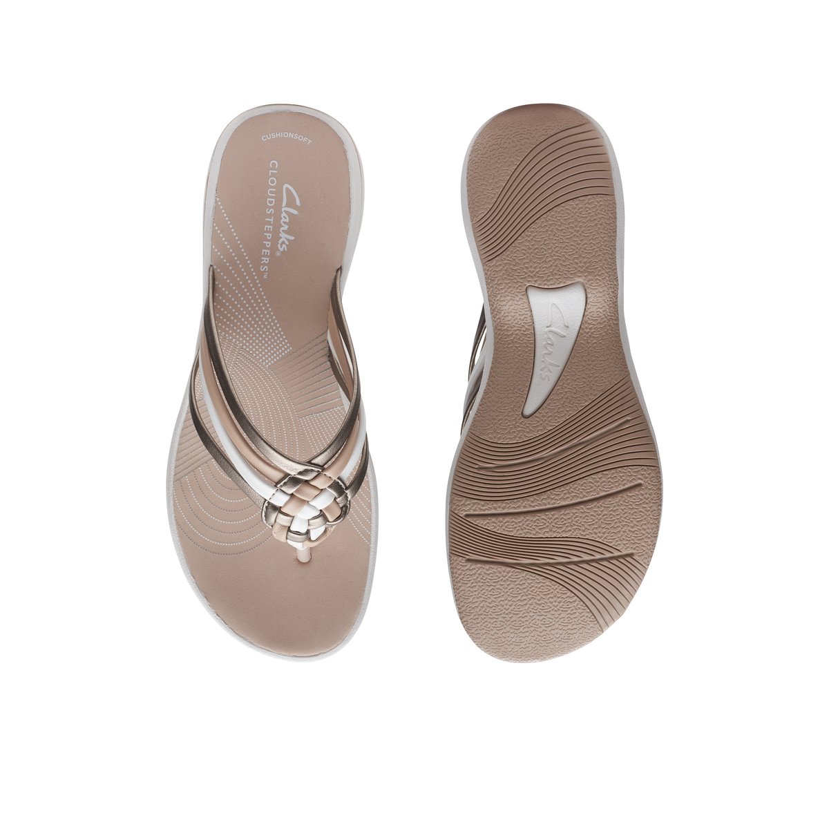 CLARKS-Breeze_coral-Tongs sandales à talon plat - Talon plat - Multi Métallique