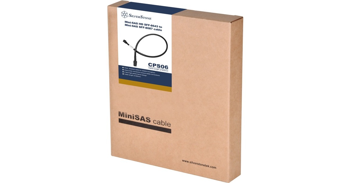 SilverStonemini-SAS-adapterkabel SFF 8643 naar SFF-8087  (Zwart, 60cm)
