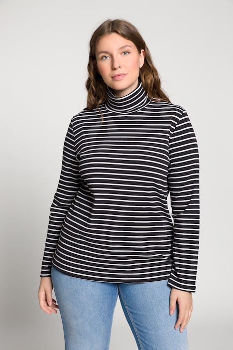 Shirt, gerippt, Slim, Rollkragen, Langarm, Biobaumwolle