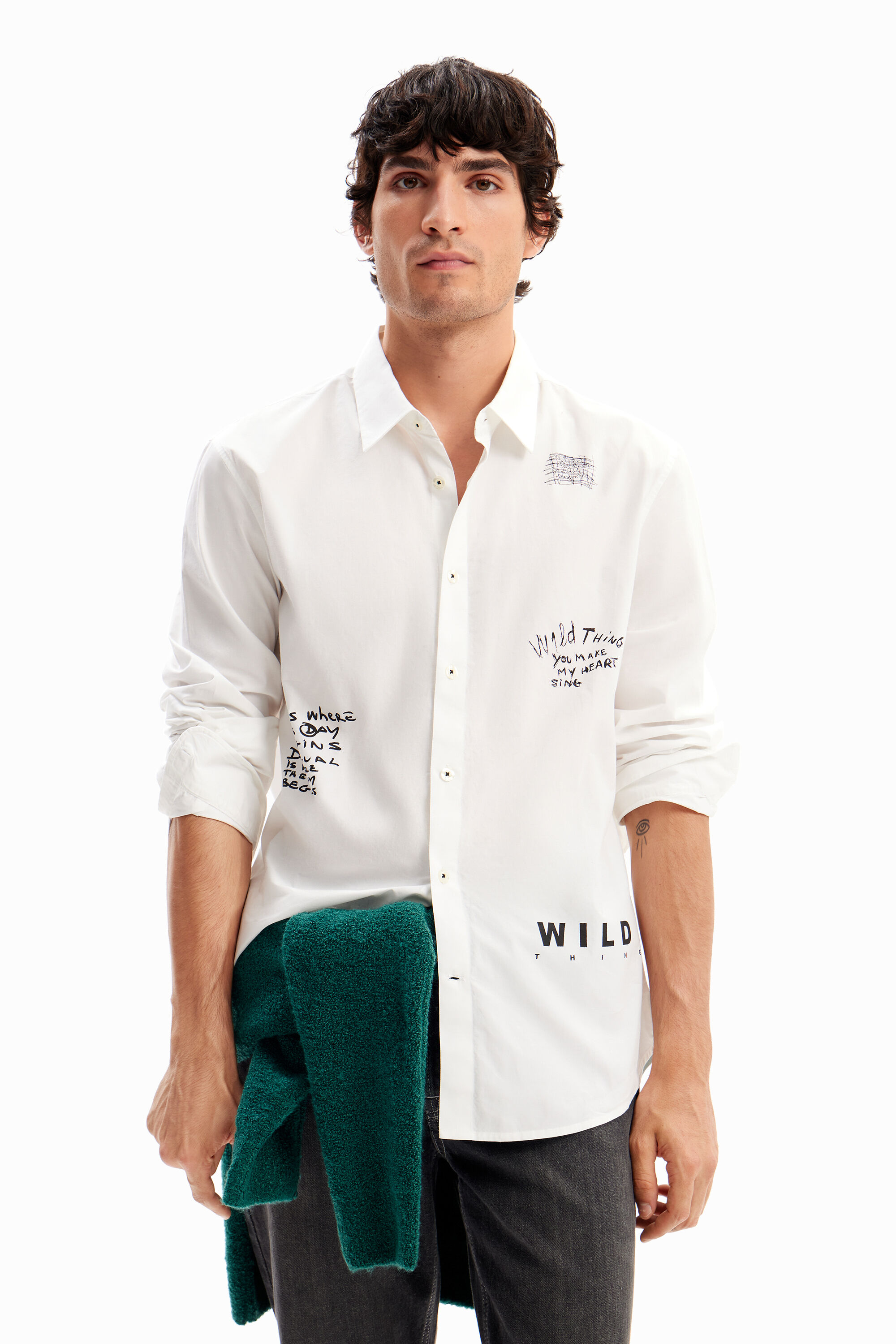 Camisa popelín mensagens