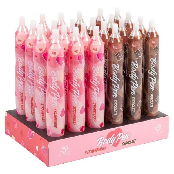 Secret Play Body Pen Display Chocolate 12 Unidades   Strawberry 12 Unidades