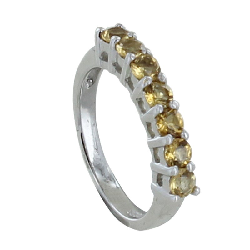 Bague Argent Rhodié Alliance Citrine