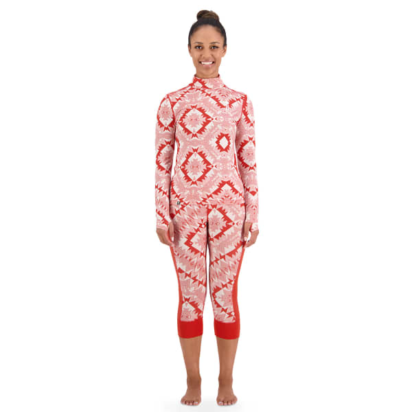 T-shirt thermique MONS ROYALE W CASCADE FLEX 200 MOCK NECK LS RETRO RED NORDTEK