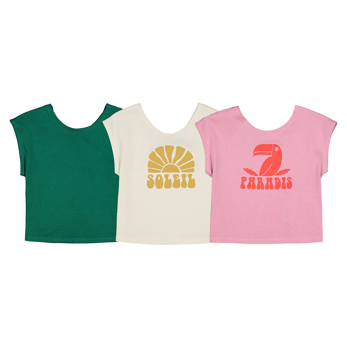 COLEÇÃO LA REDOUTE<br>Conjunto de 3 camisetas de gola redonda com estampa de fantasia nas costas