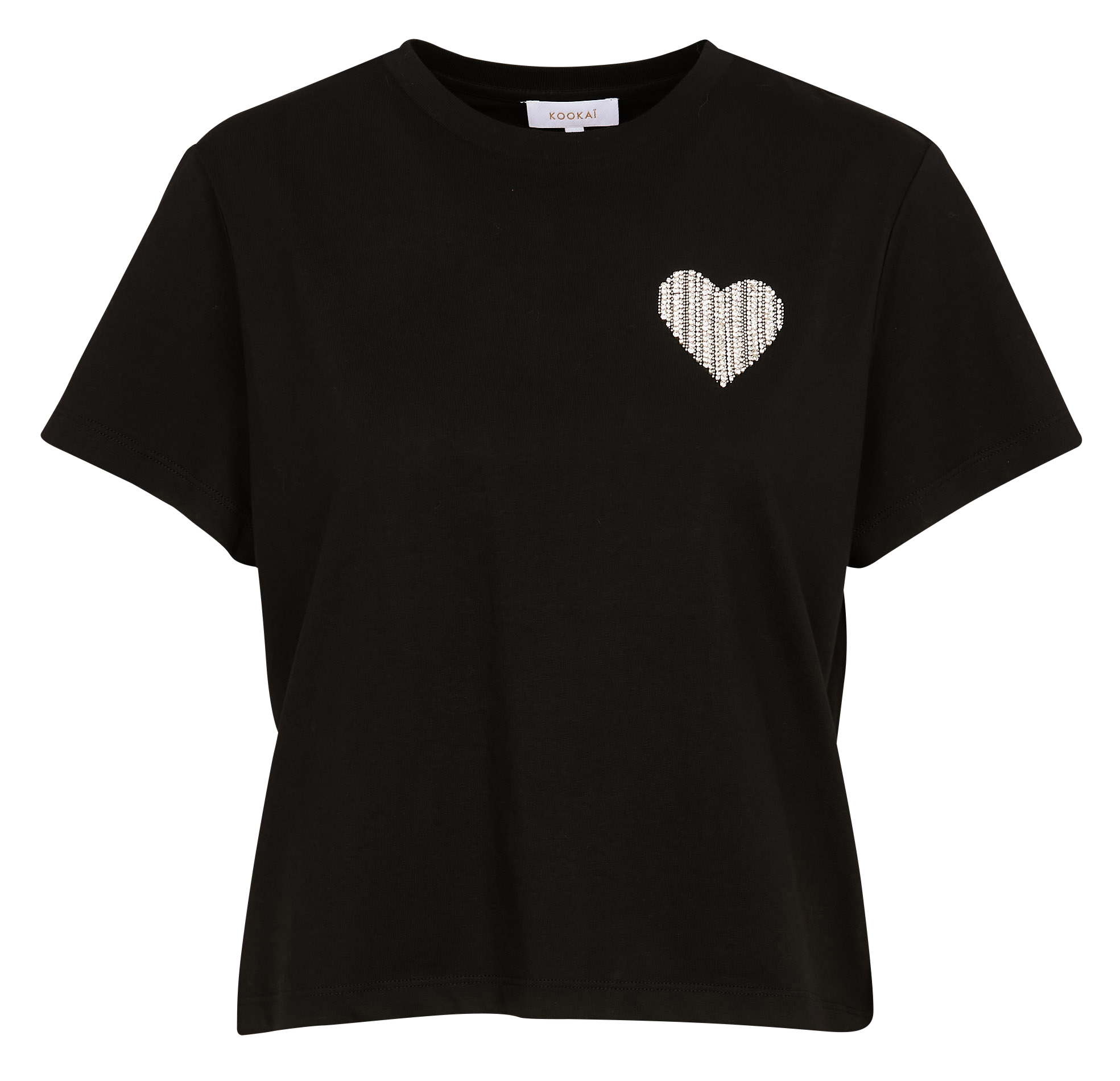 LUNA - Tee-shirt droit col rond en coton | Noir