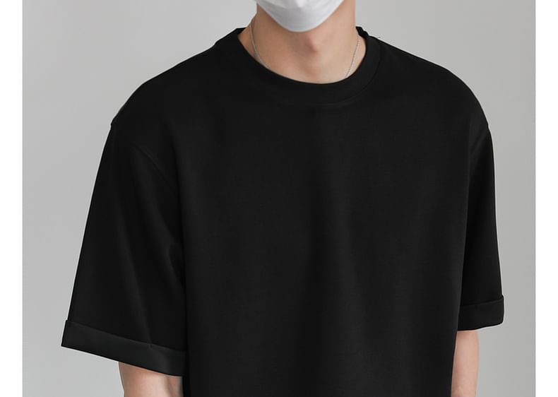 Remeefa - T-shirt met korte mouwen en ronde hals, effen