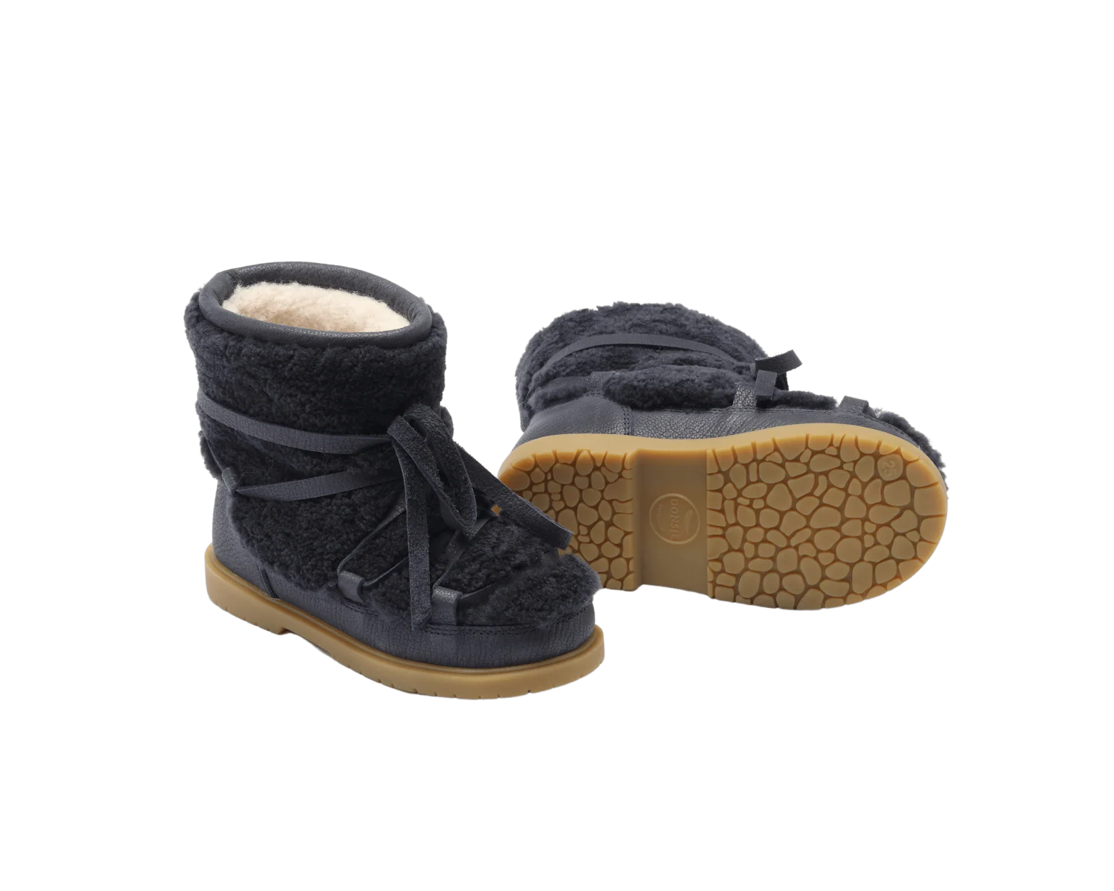 Cassia Boots | Navy Curly Sheep Wool