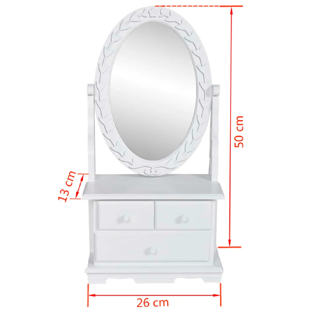 Helloshop26 Coiffeuse avec miroir pivotant - Blanc