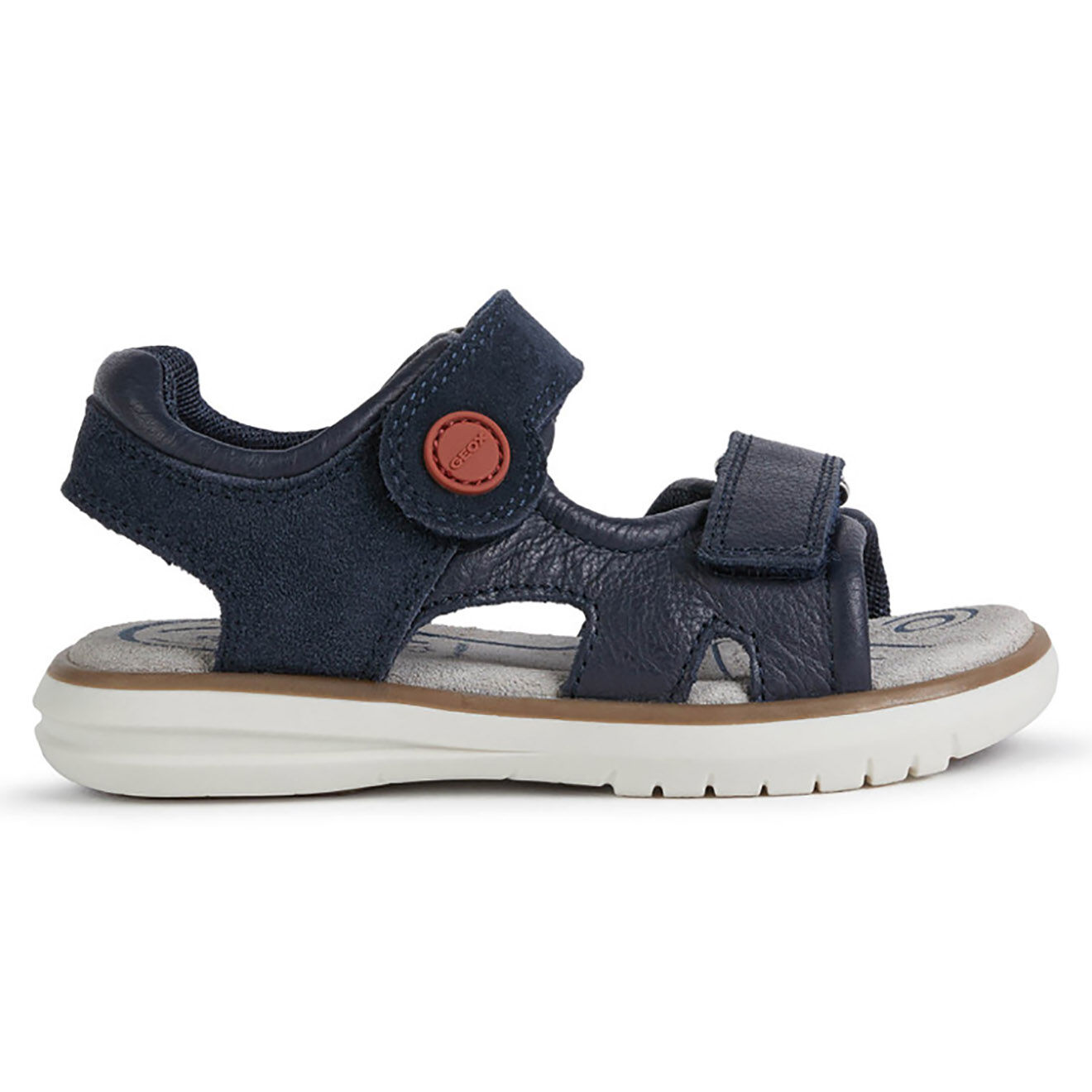 Geox Sandales en Cuir Maratea bleu marine/rouge foncé