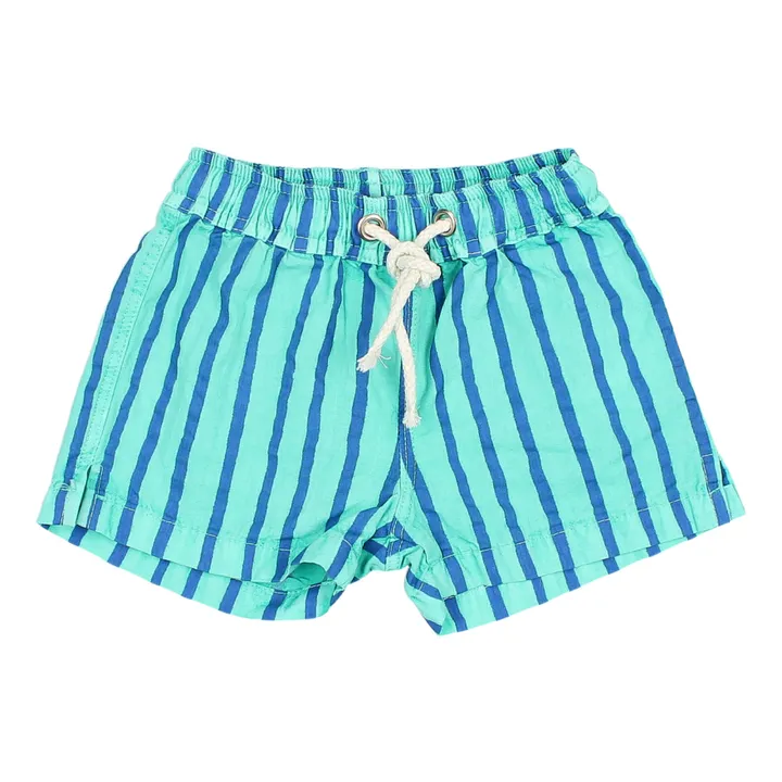 Búho Short de Bain Coton Bio Rayé Bébé | Vert