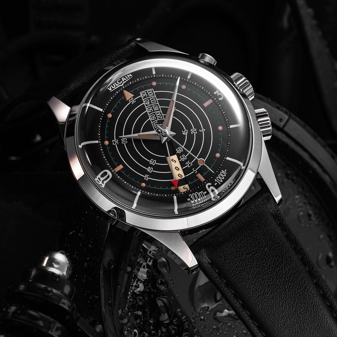 Vulcain Nautical Heritage Cricket Black & Beige Patina Sapphire 42mm