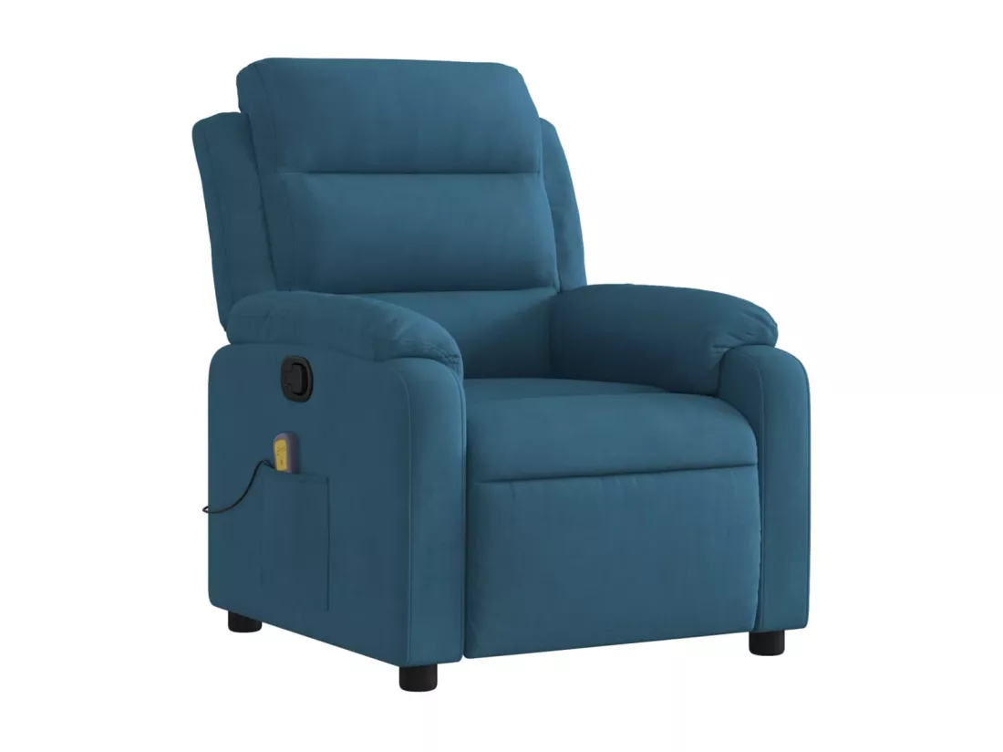Fauteuil inclinable massant bleu velours