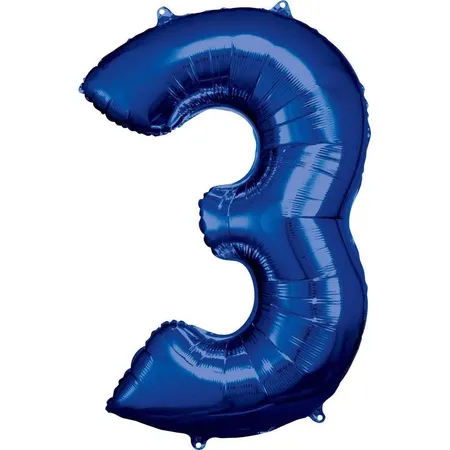 amscan Folienballon Zahl 3, blau
