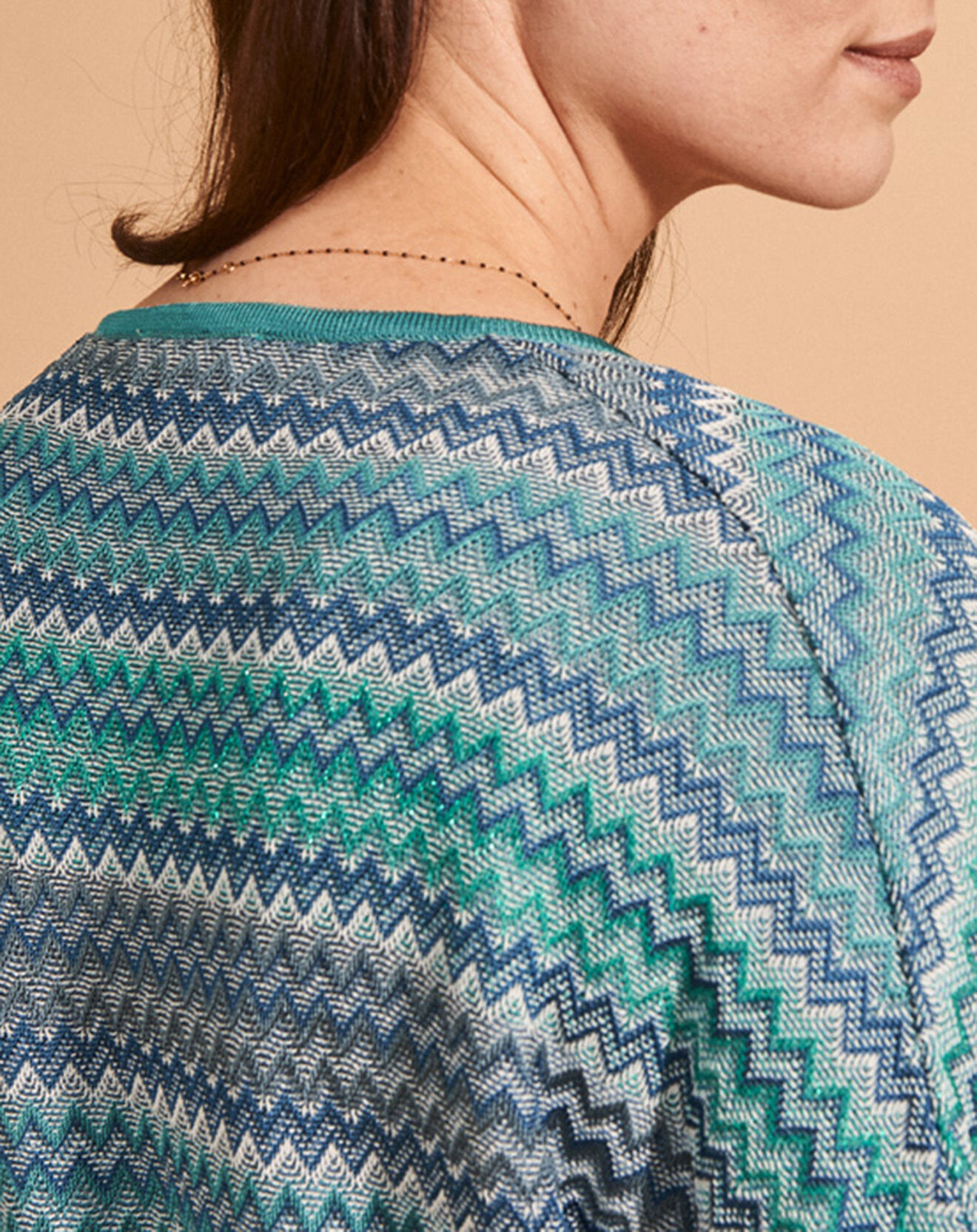 Devernois Gilet Genny mi-long à motif bleu/vert