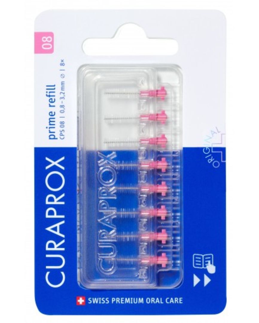 Curaprox mellomrombørste 08 refill rosa 8 stk