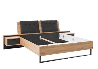 vito Bettanlage SPIEZ 180 x 200 cm Artisan Eiche/ Terra Mater schwarz