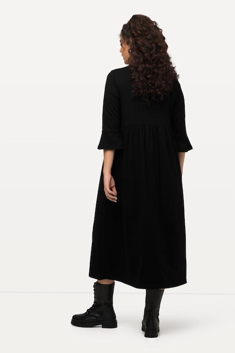 Jerseykleid, A-Linie, Empirenaht, Rundhals, 3/4-Arm