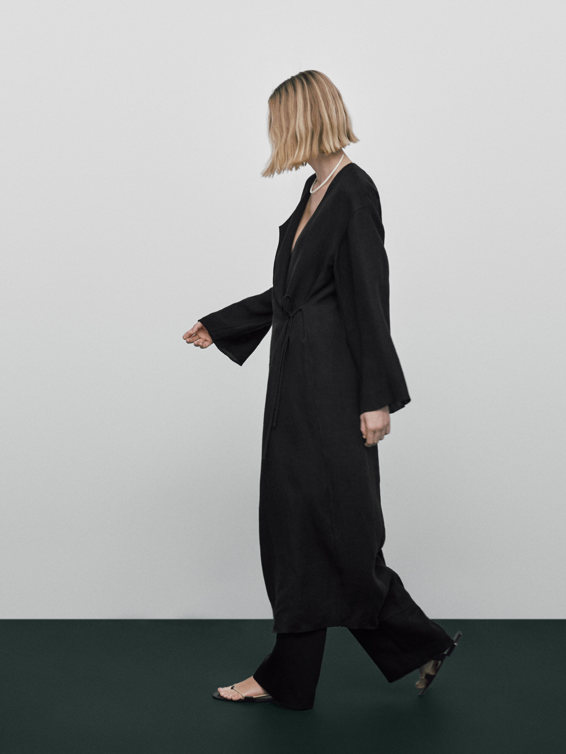 Blusão kimono lino Edição Limitada - NEGRO