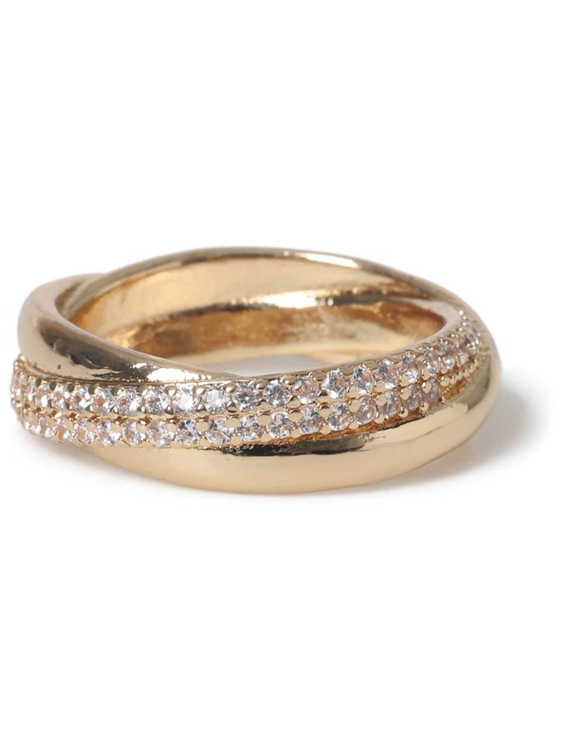 Aela Gold Tone Diamond Simulant Pave Ring