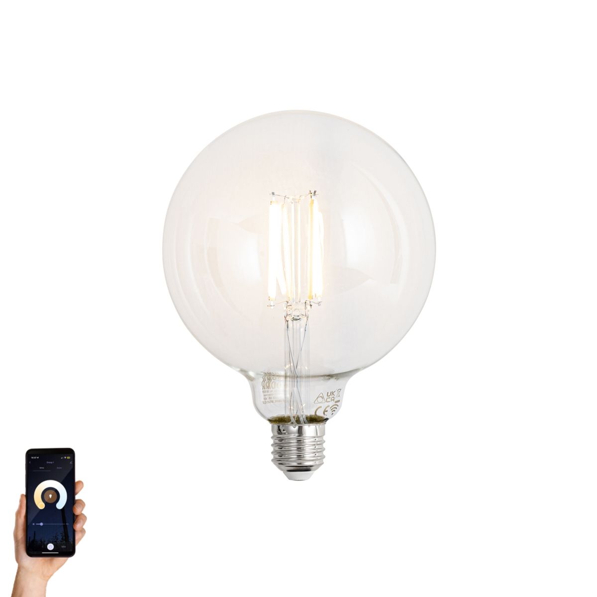Smart E27 dimbare LED lamp G125 helder 7W 806 lm 2700-6500K
