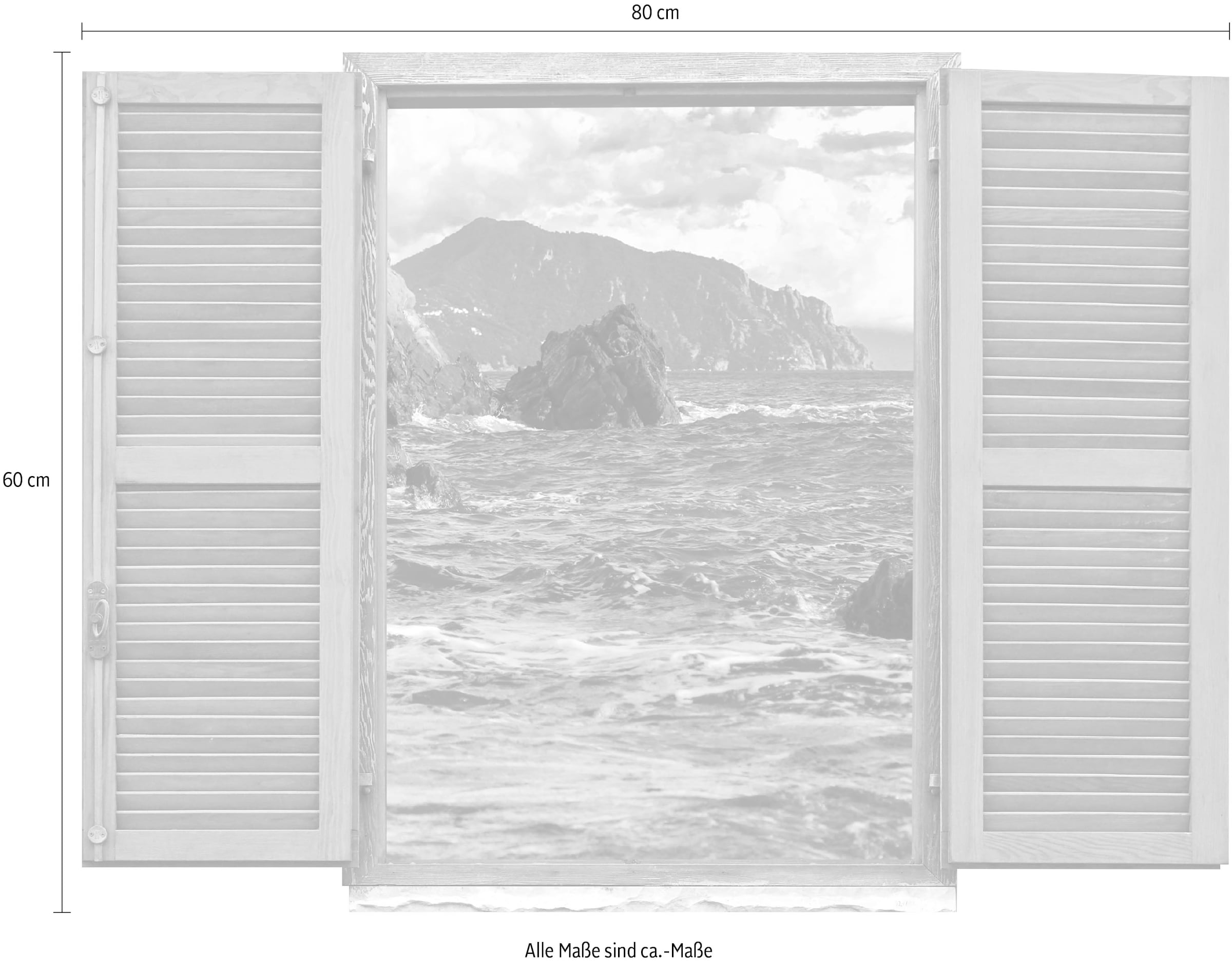 queence Wandtattoo »Klippen im Meer« Wandsticker, Wandbild, selbstklebend, 3D, Fenster