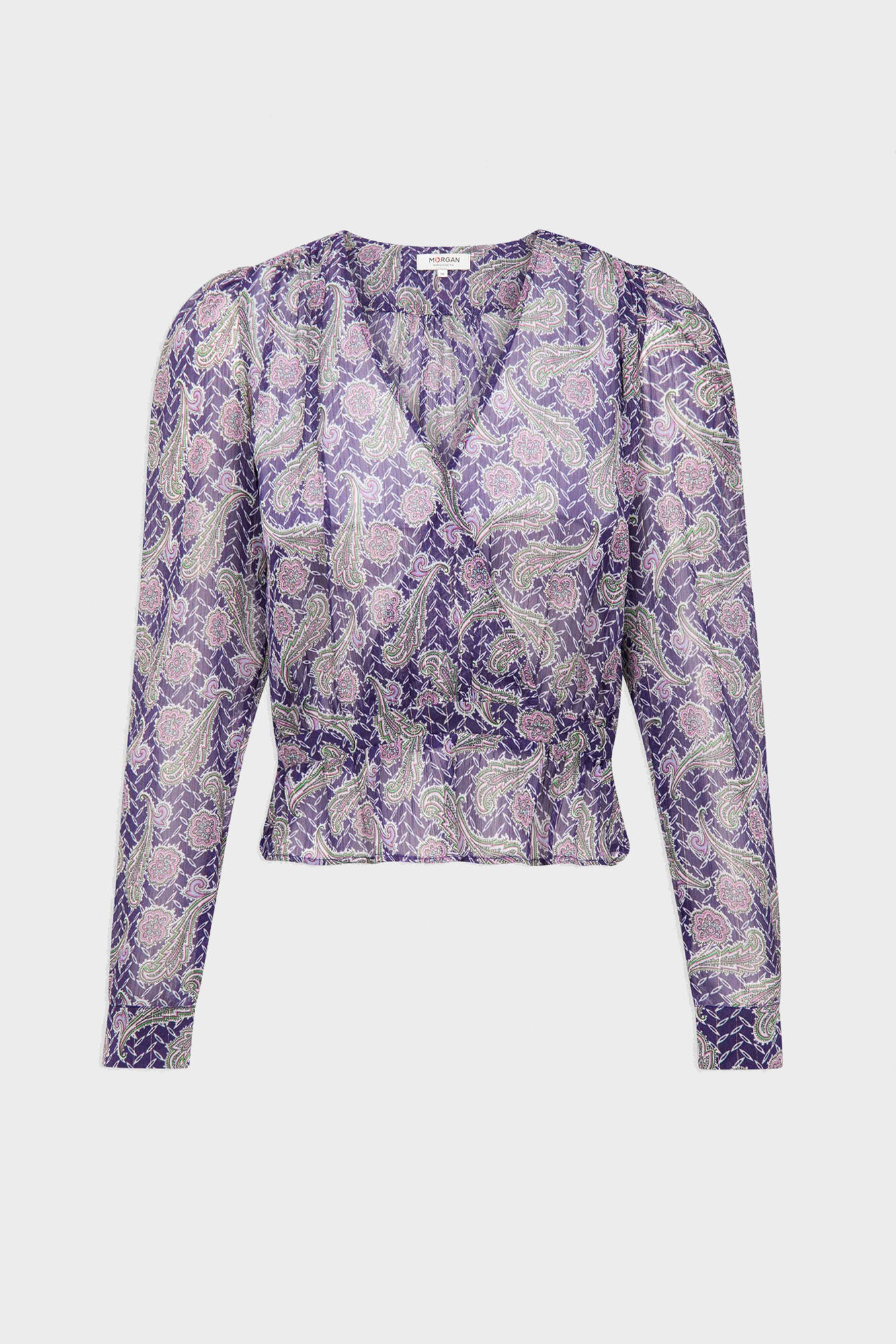 Blusa de manga comprida estampada - Roxa