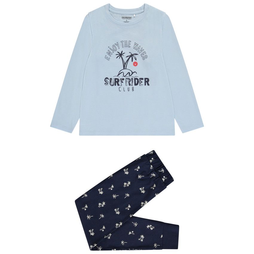 Pyjama 2 pièces en jersey motif palmiers pour garçon - Bleu