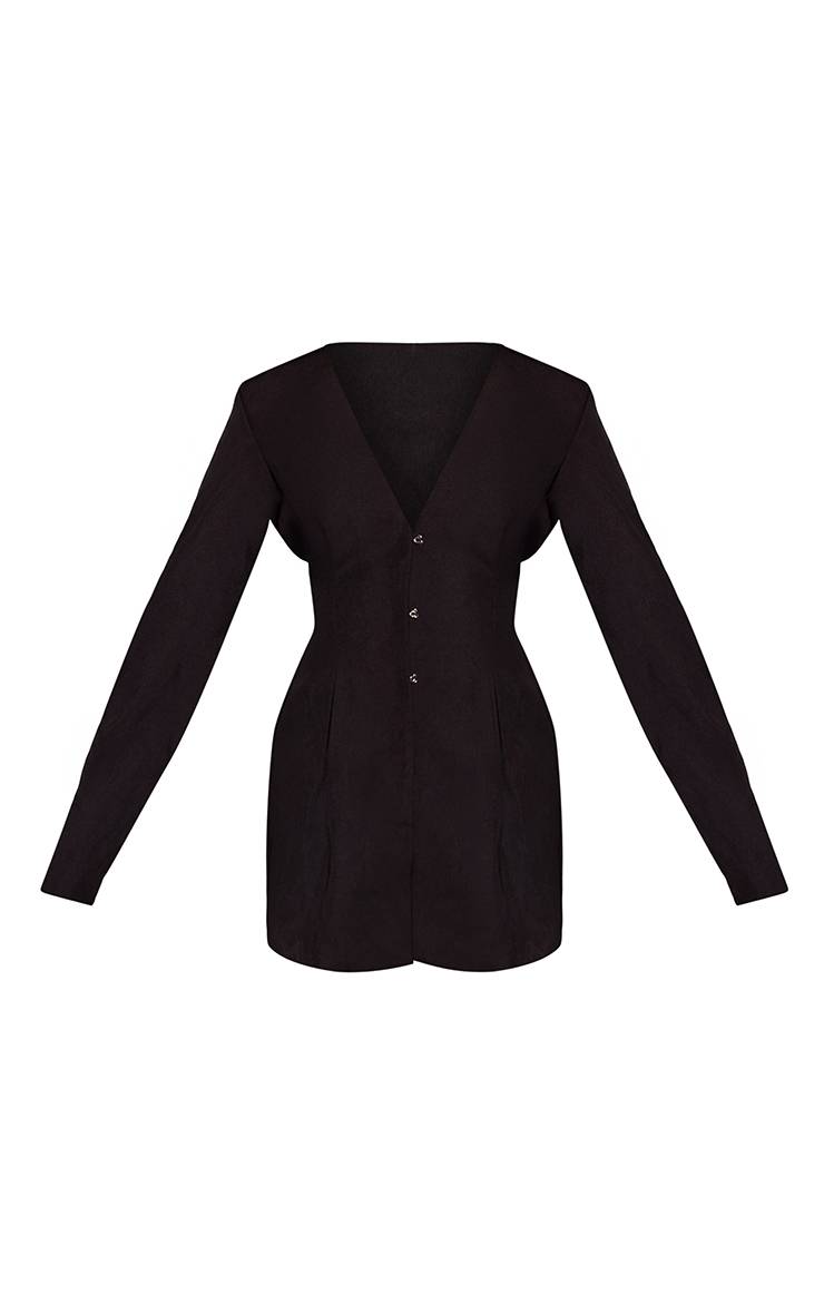 Noir Robe Blazer Plissée À Taille Cintrée
