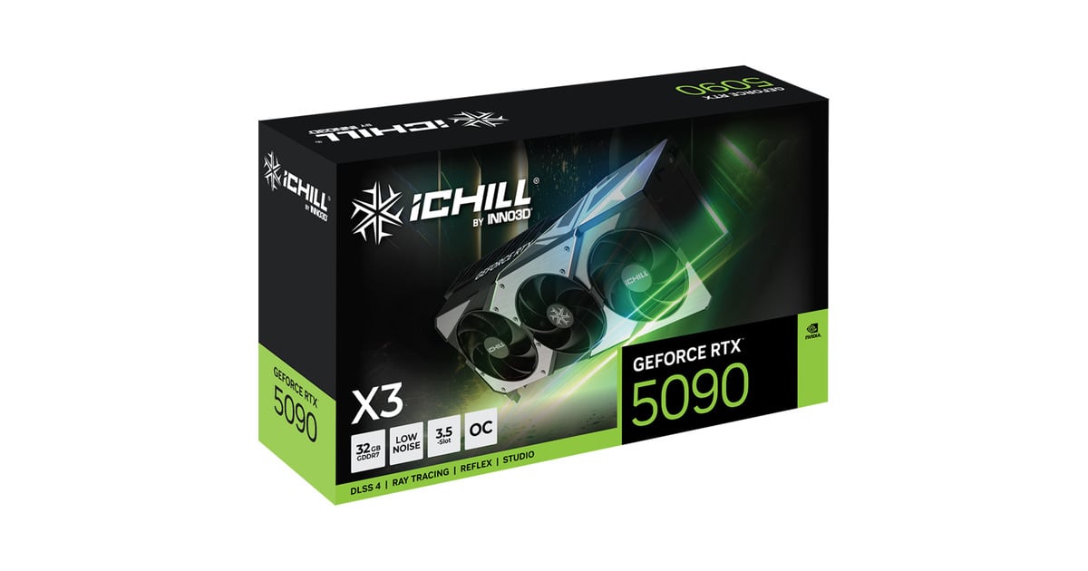INNO3DGeForce RTX 5090 iCHILL X3 grafische kaart  (DLSS 4, 3x DisplayPort, 1x HDMI 2.1)