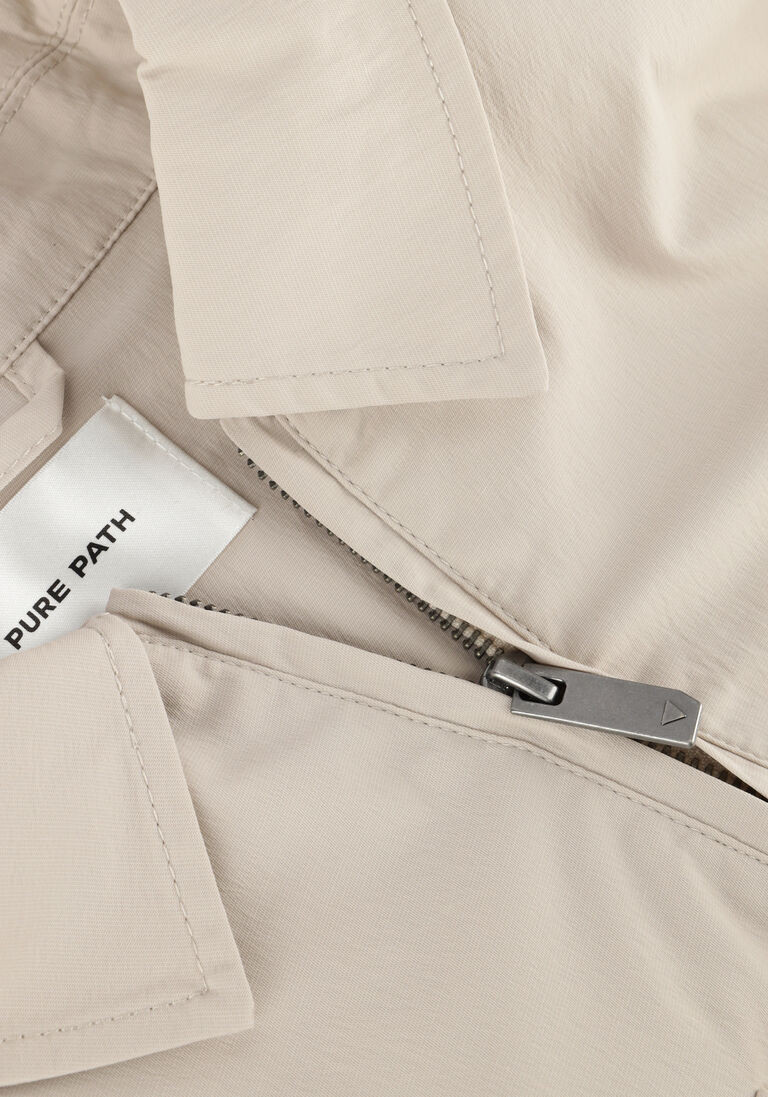 PURE PATH zand pure path overshirt shirt with front zipper and chest pockets