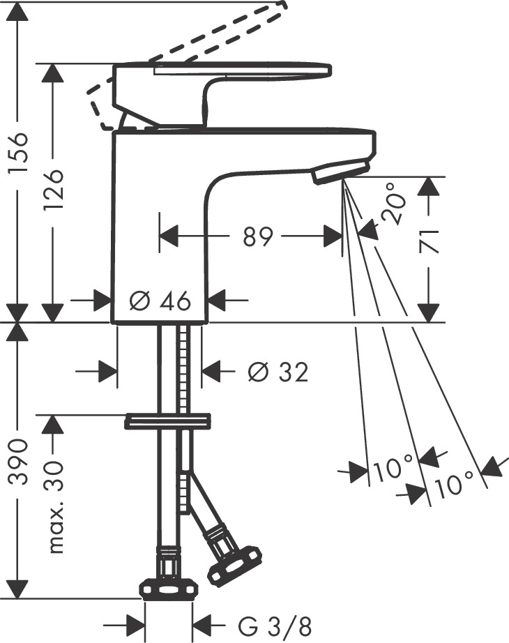 Hansgrohe Vernis Blend wastafelkraan 13cm zwart mat