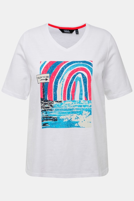 T-Shirt, Meeresmotiv, Classic, V-Ausschnitt, Halbarm