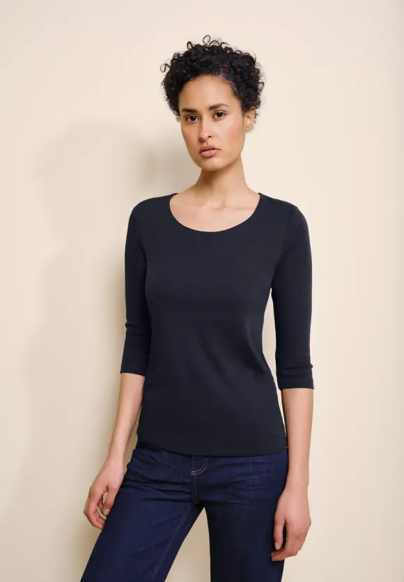 Shirt in Unifarbe - deep blue