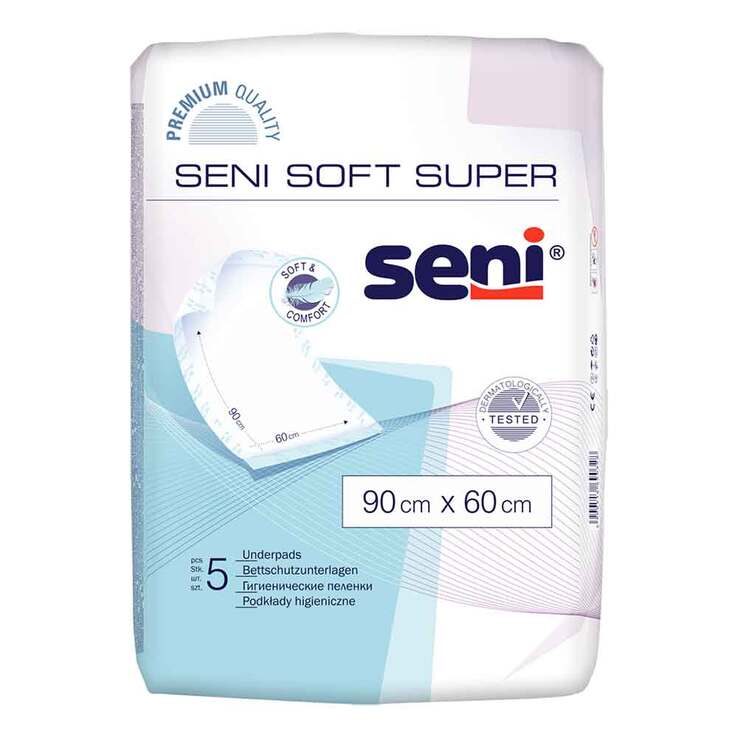 Seni Soft Super Bettschutzunterlagen 90x60 cm, 5 St
