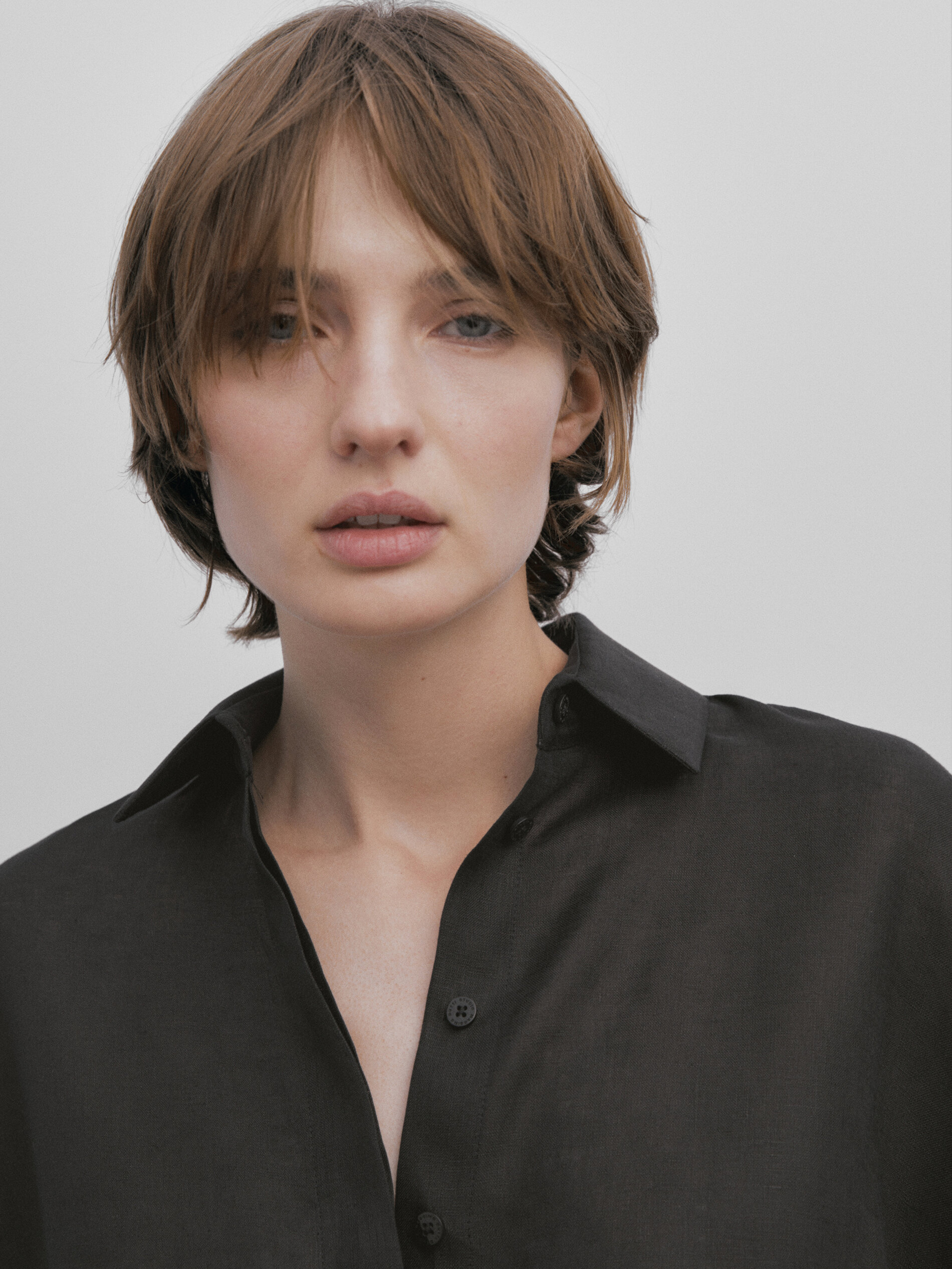 Camisa peplum em linho - Studio - NEGRO
