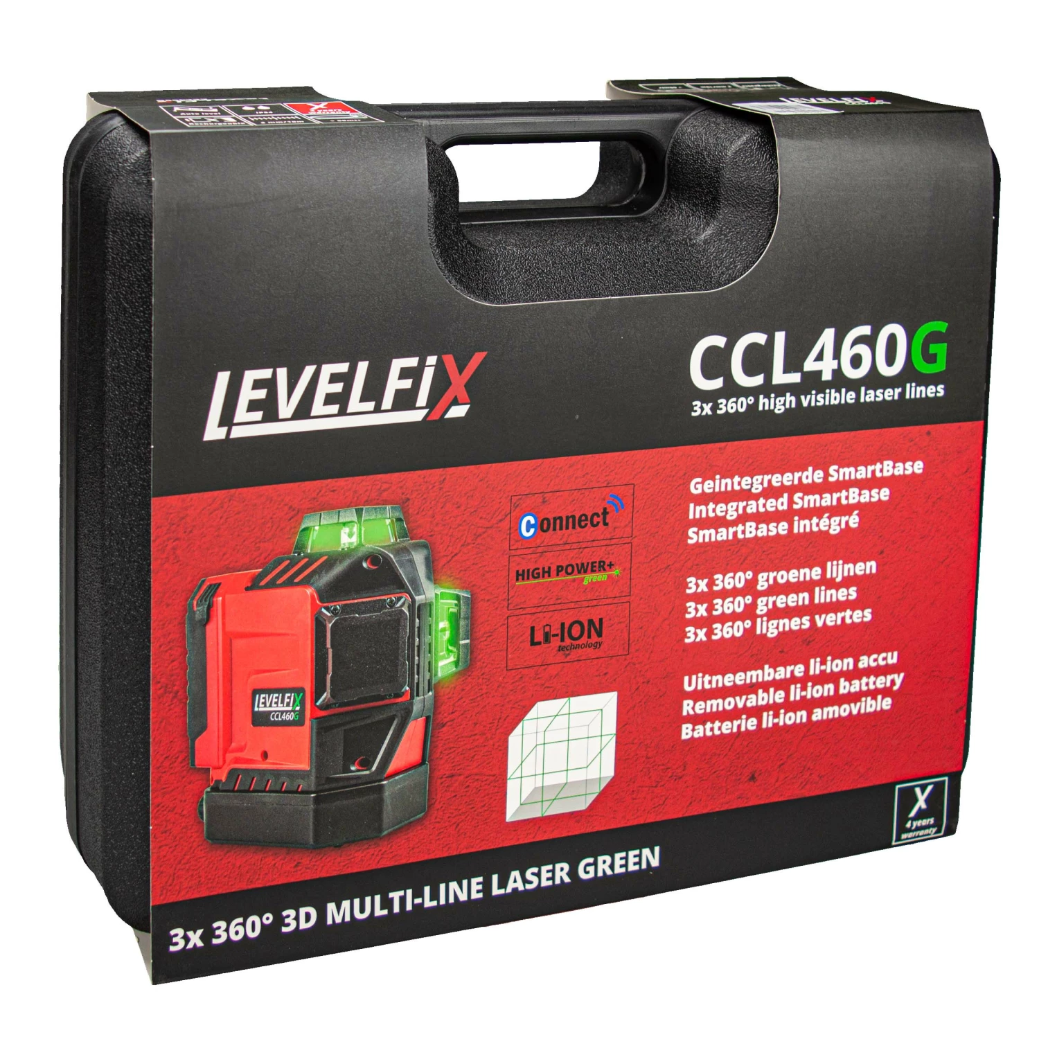 Levelfix CCL460G SET 3D Cone / Kruislijnlaser 3x360° incl. statief - Groen - 40m