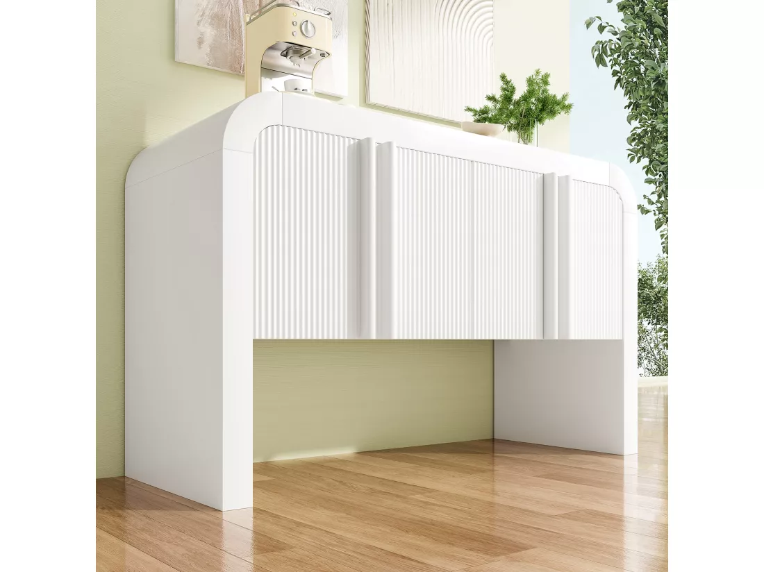 Buffet avec 4 portes magnétiques - 120 x 39.8 x 75 - Bois MDF - pour cuisine, salle à manger, salon - Blanc