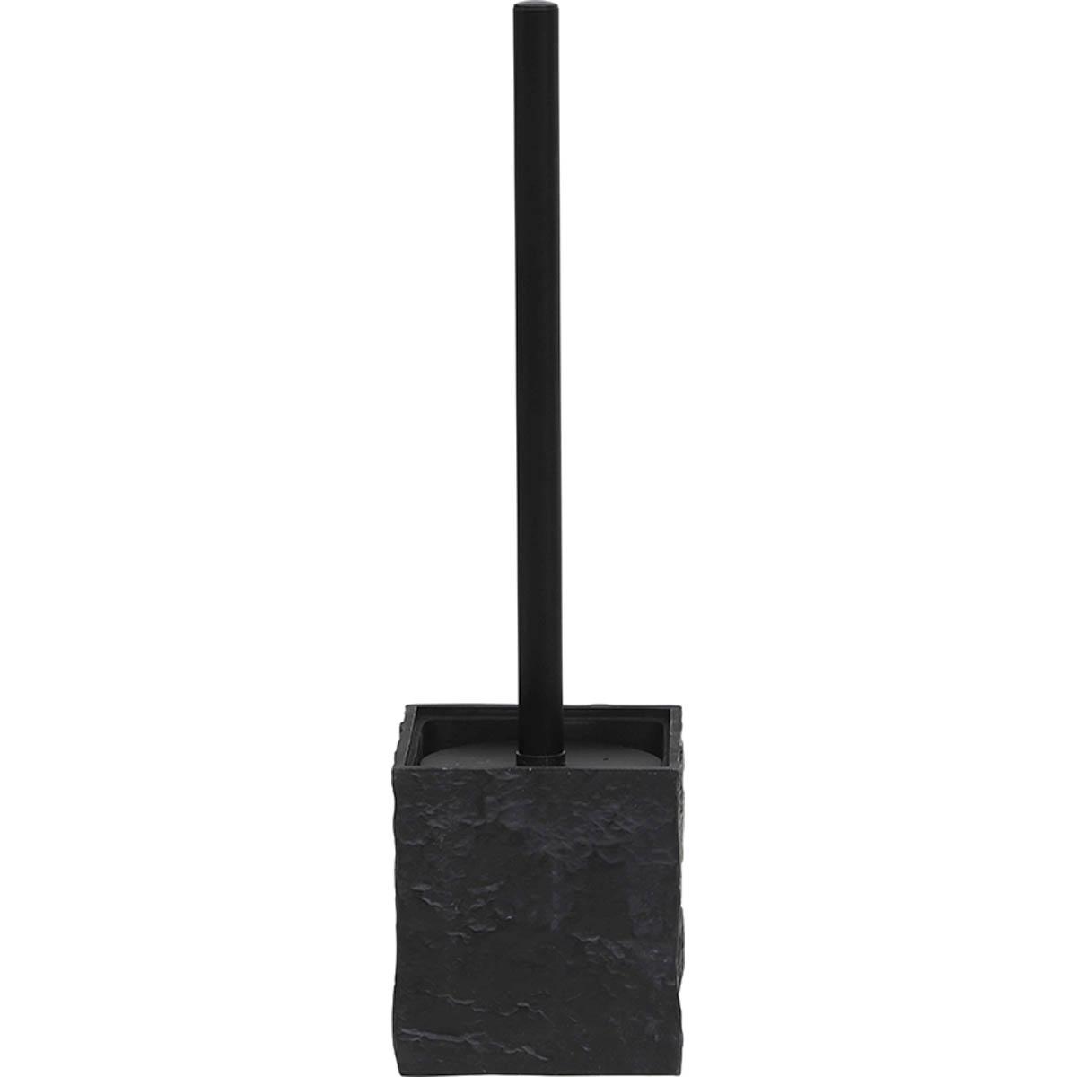 BROSSE WC POLYRESINE CARREE TIGE NOIRE MAT NOIR